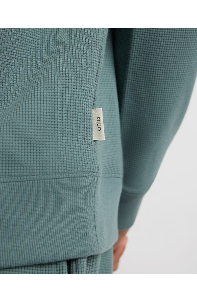 Onia Heavyweight Cotton Waffle Crewneck Sweatshirt, Alternate, color, Fern