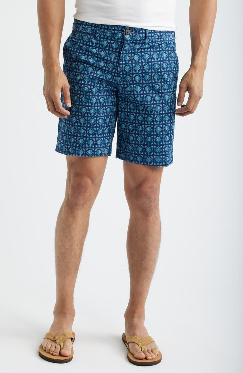 Tommy Bahama Boracay<sup>®</sup> Palm Press 9-Inch Flat Front Shorts, Main, color, Cobalt Sea