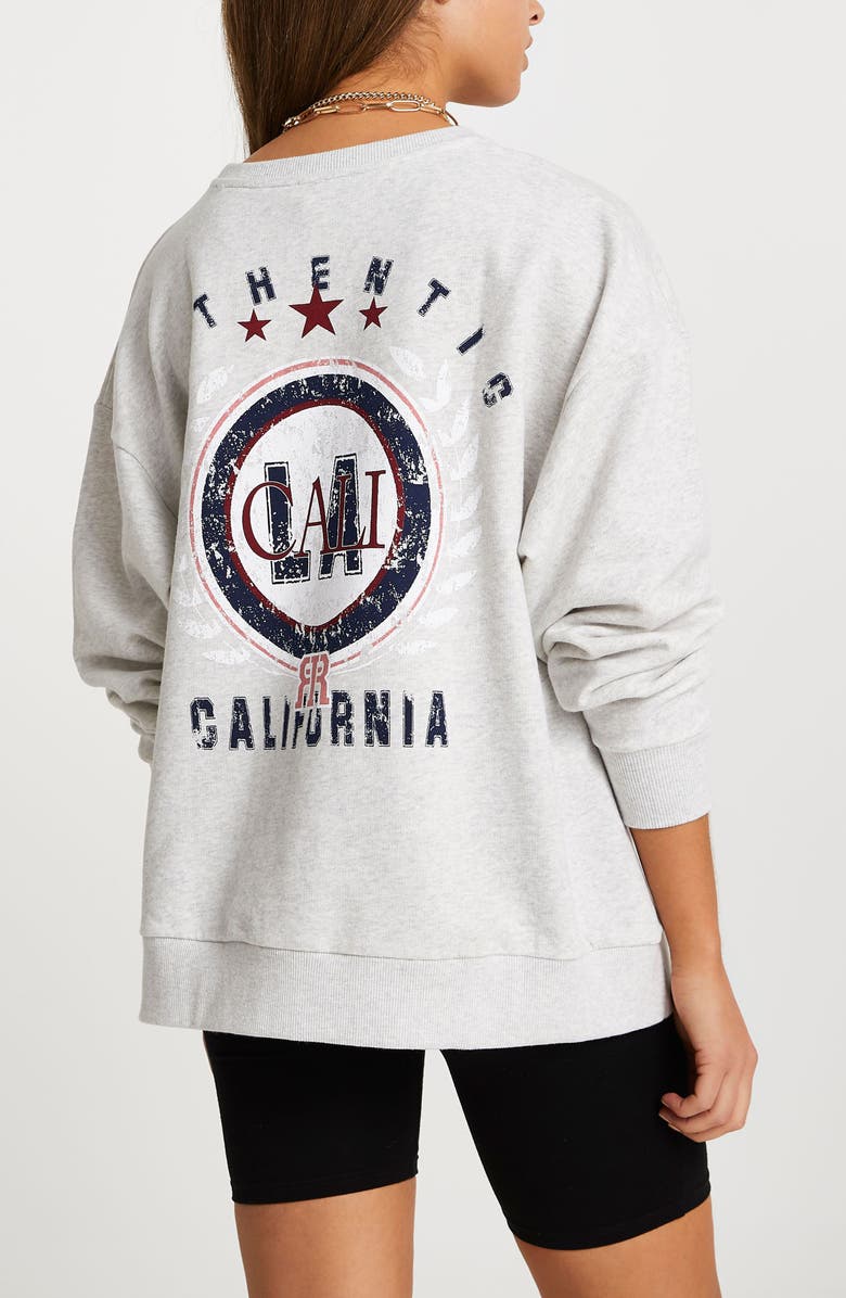 River Island California Graphic Sweatshirt, Alternate, color, Grey