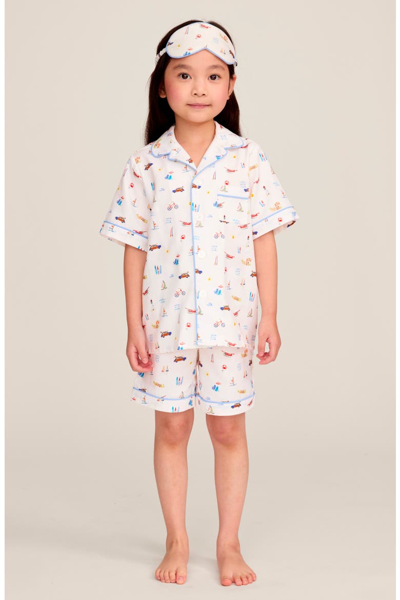 Summer Nostalgia Cotton Blend Shorts Pajamas, Alternate, color, WHITE