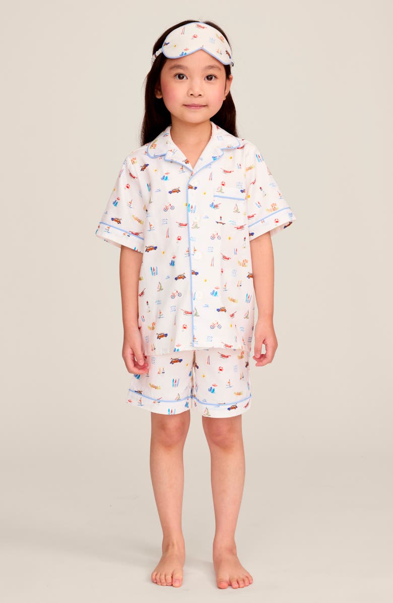 Petite Plume Kids' Summer Nostalgia Cotton Blend Pajama Shorts Set, Alternate, color, White