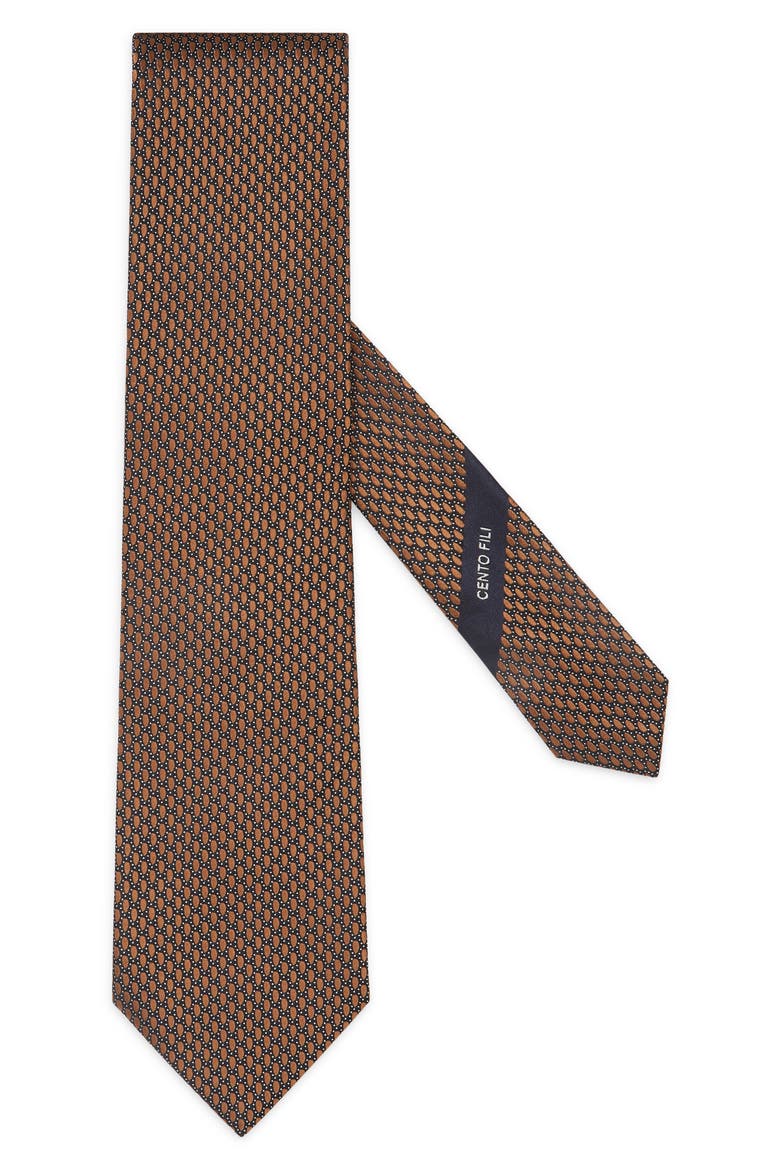 Cento Fili Dot Jacquard Silk Tie, Main, color, VICUNA