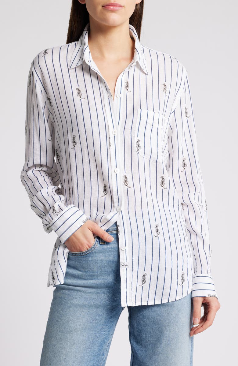 Rails Charli Stripe Linen Blend Button-Up Shirt | Nordstromrack