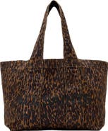 AllSaints Izzy Leopard Print Denim Tote