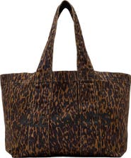 AllSaints Izzy Leopard Print Denim Tote