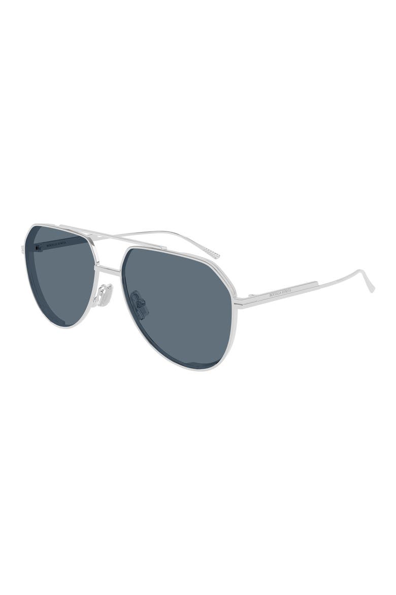 60mm Pilot Sunglasses, Alternate, color, SILVER