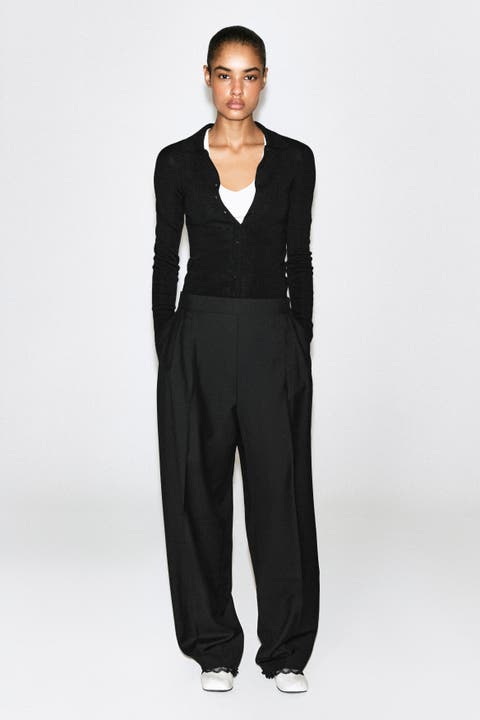 Lace-detail Wool Tapered Pants