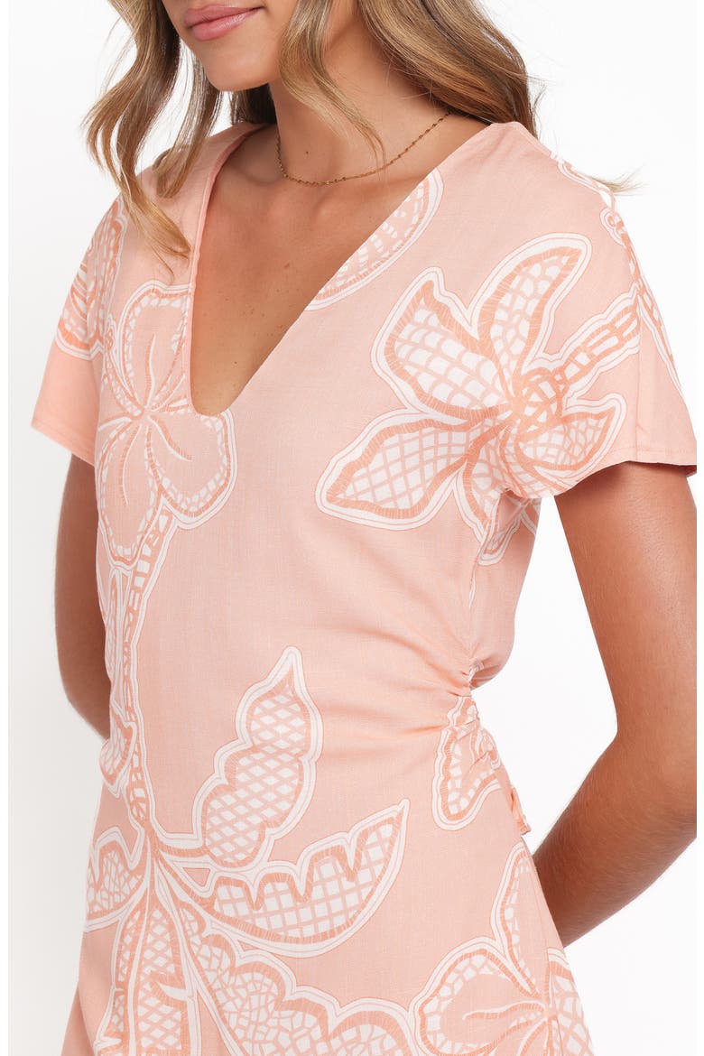 Tamika Printed Minidress, Alternate, color, PEACH FLORAL