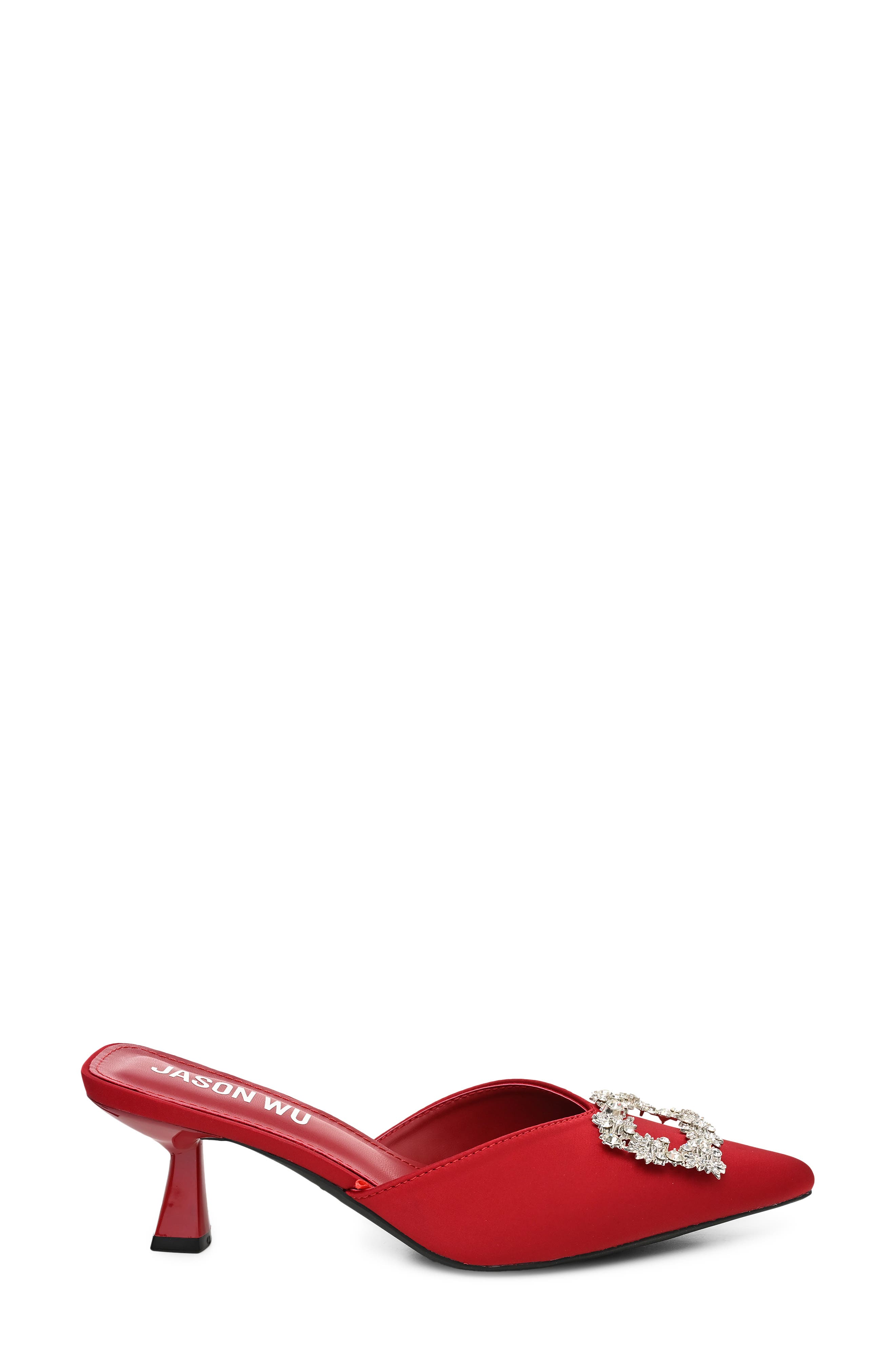 Jeweled Mule, Alternate, color, RED SATIN
