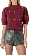English Factory Embellished Short Sleeve Sweater