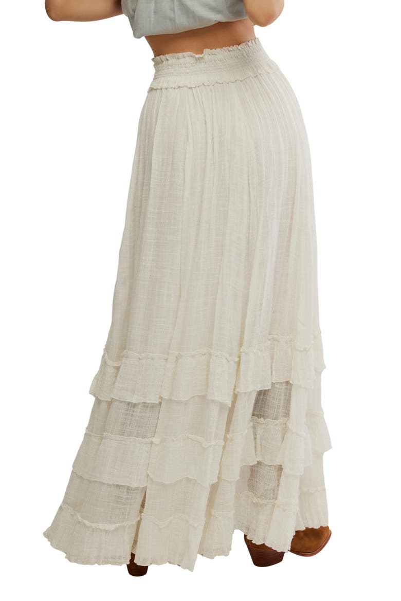 Brynn Tiered Cotton Blend Maxi Skirt, Alternate, color, WHITE