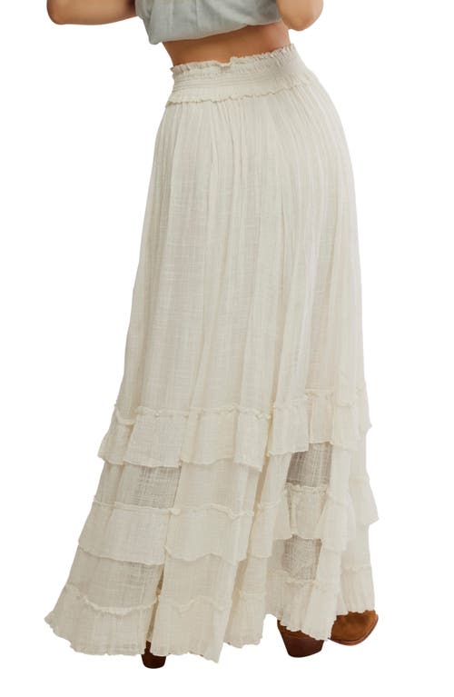Free People Brynn Tiered Cotton Blend Maxi Skirt In White