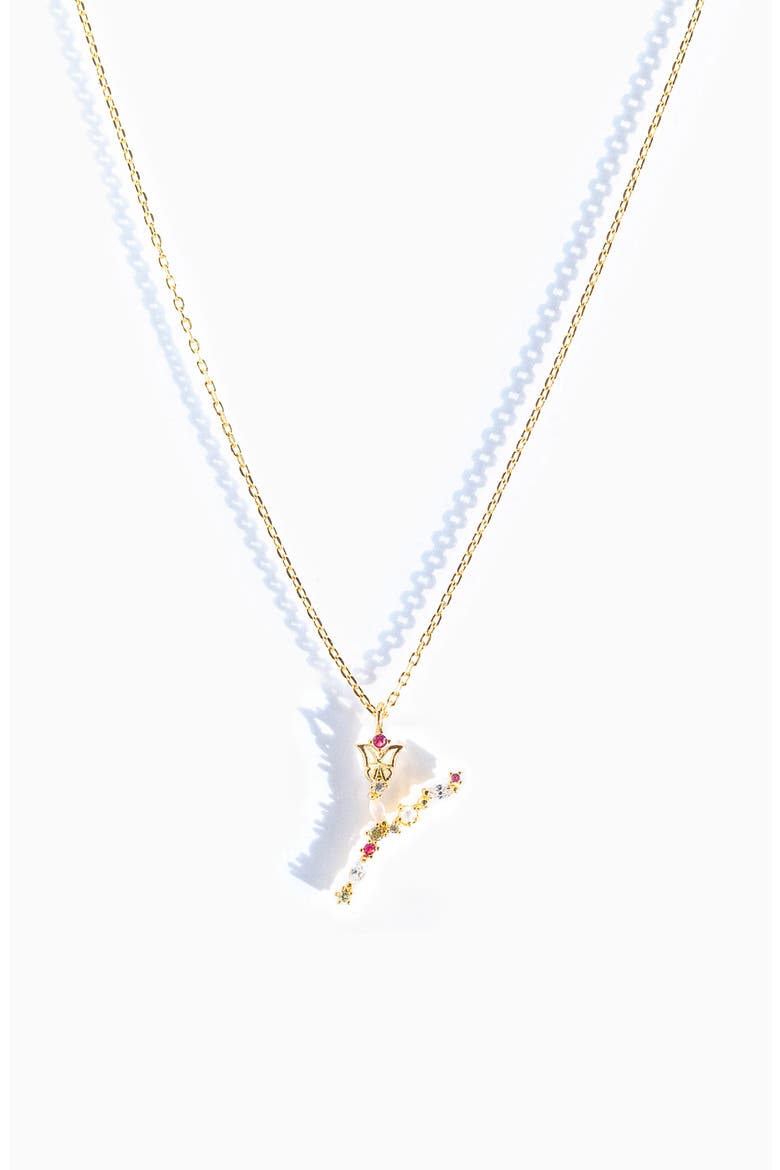 Flutterfly Initial Necklace, Main, color, GOLD