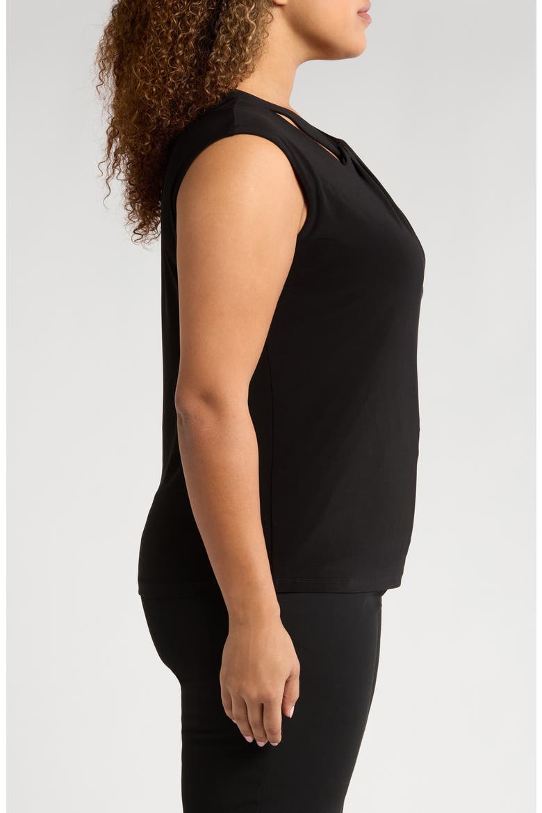 Cap Sleeve Criss-Cross Detail Jersey Top, Alternate, color, BLACK