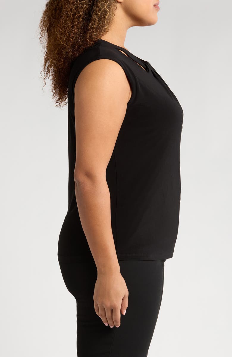 KASPER Cap Sleeve Criss-Cross Detail Jersey Top, Alternate, color, Black