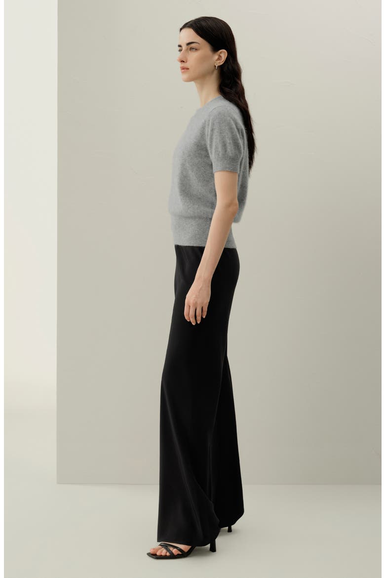 Women's Brushed Cashmere Short-Sleeve Sweater, Alternate, color, Foggy
