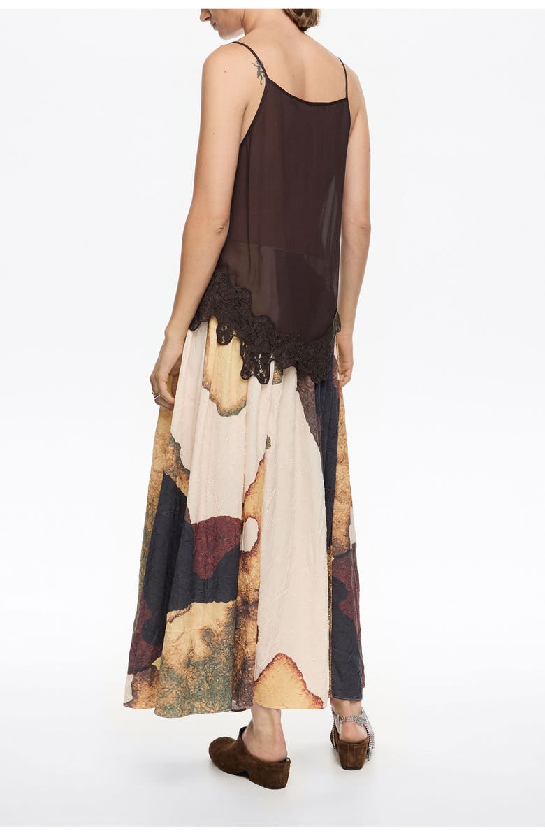 Bimba y Lola Pleated A-Line Midi Skirt, Alternate, color, Abstract Light Yellow