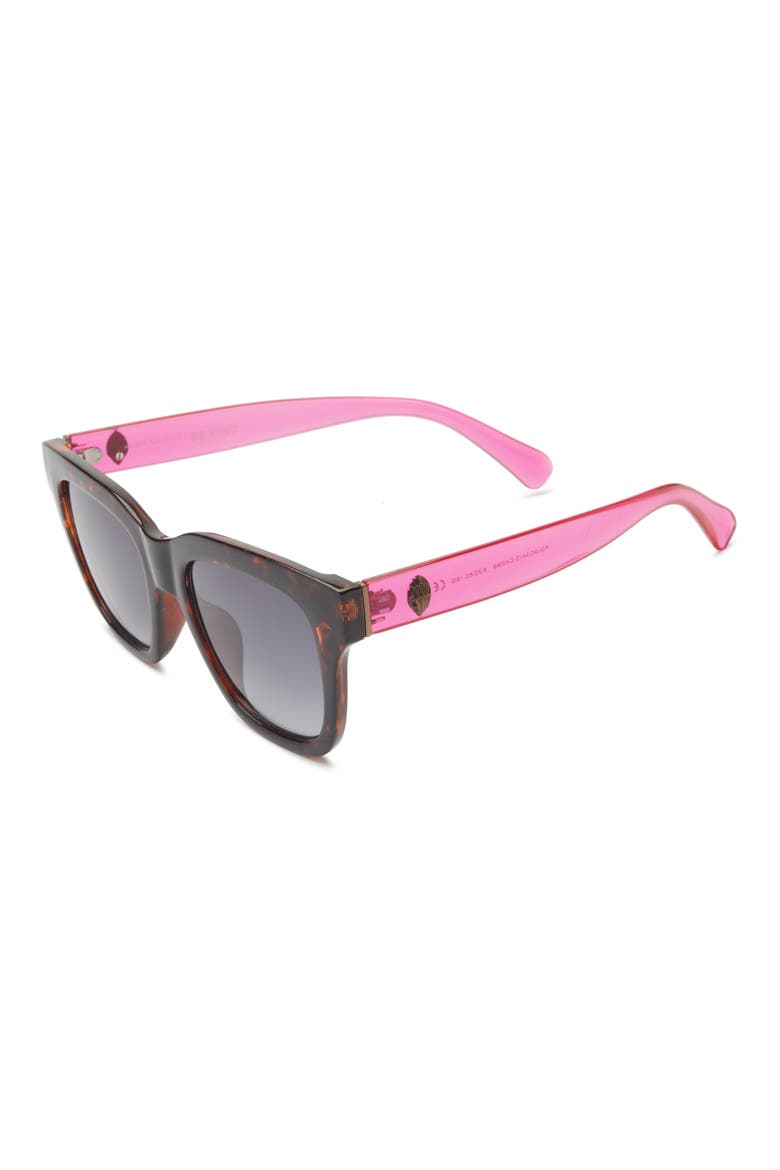 53mm Square Sunglasses, Alternate, color, HAVANA/ FUCHSIA CRYSTAL TEMPLE