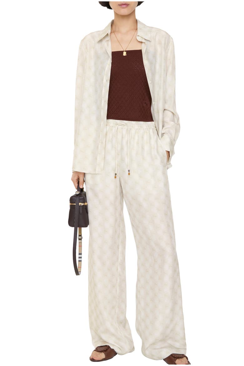 Knight Checkerboard Silk Pyjama Trousers, Main, color, Chalk white