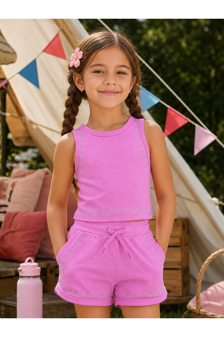Sweet Sparkle Pink Tank Top and Short Set, Alternate, color, Pink
