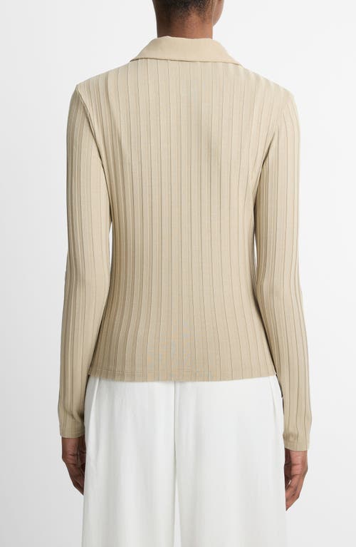 Shop Vince Collar Rib Cardigan In Mojave