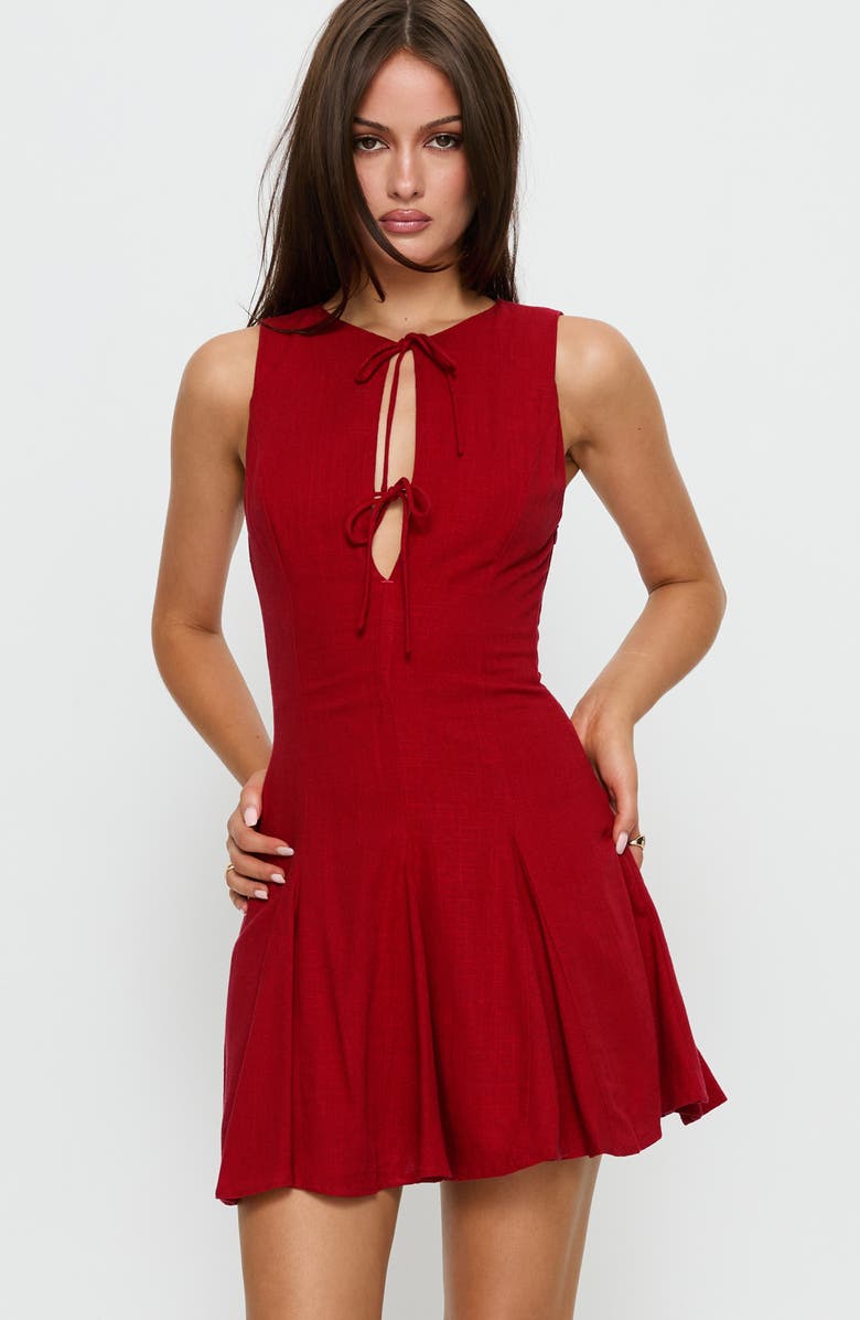 Princess Polly Aeryn Tie Front Minidress, Alternate, color, Red