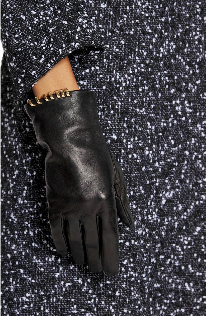 Lanvin Melodie Leather Gloves By Lanvin, Alternate, color, Black
