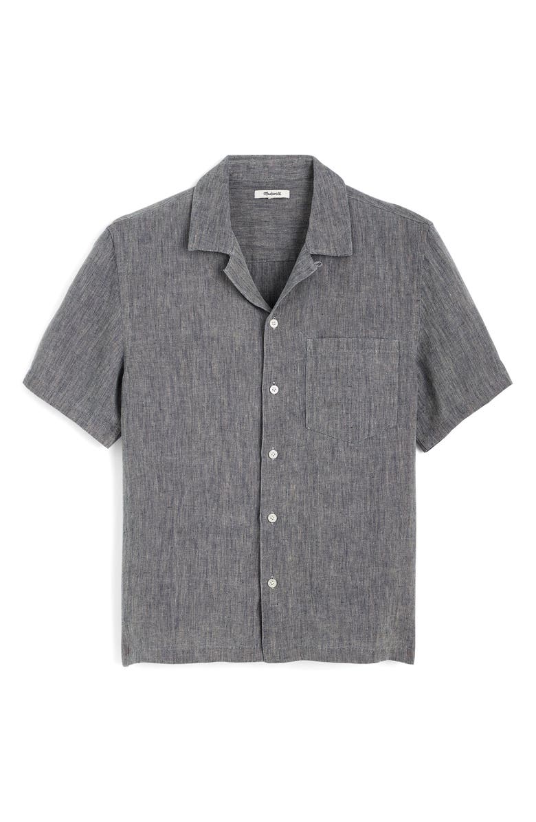 Madewell Linen Camp Shirt, Main, color, Dark Chambray