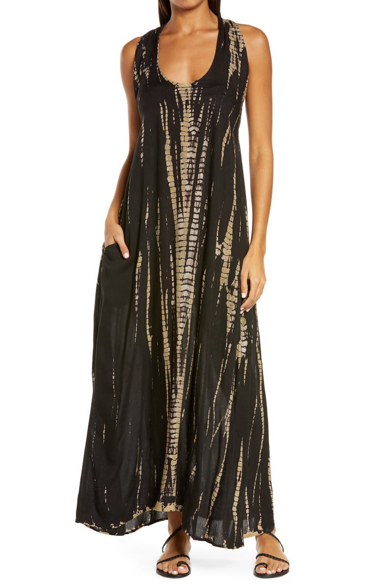 Elan Tie Dye Braided Back Cover-Up Maxi Dress, Main, color, 