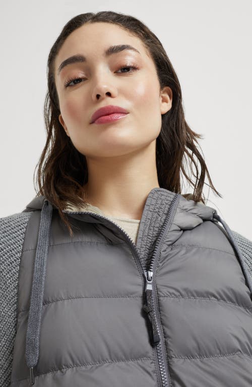 Brunello Cucinelli Hooded Down Jacket With Solomeo Inserts In Gray