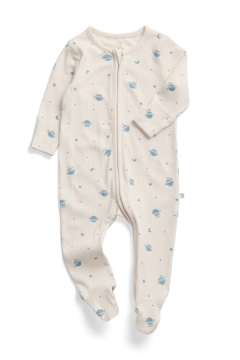 Ribbed Two Way Zip-Up Sleepsuit, Main, color, Space Gardenia & Forget Me Not