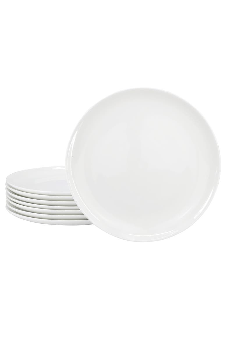 Gibson Elite White Peninsula 8 Piece 10.75 Inch Bone China Dinner Plate Set, Main, color, White