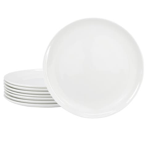 White Peninsula 8 Piece 10.75 Inch Bone China Dinner Plate Set