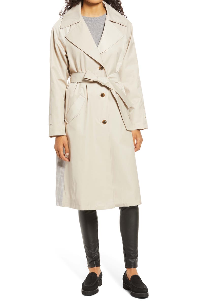 Nordstrom Plaid Detail Trench Coat, Alternate, color, 