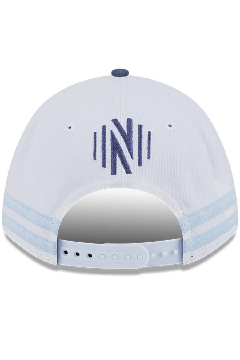 Men's New Era  White/Light Blue Nashville SC 2025 Jersey Hook 9FORTY M-Crown Adjustable Hat, Alternate, color, White
