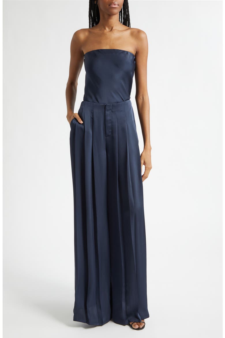 Ruben Strapless Satin Bodysuit, Alternate, color, NAVY