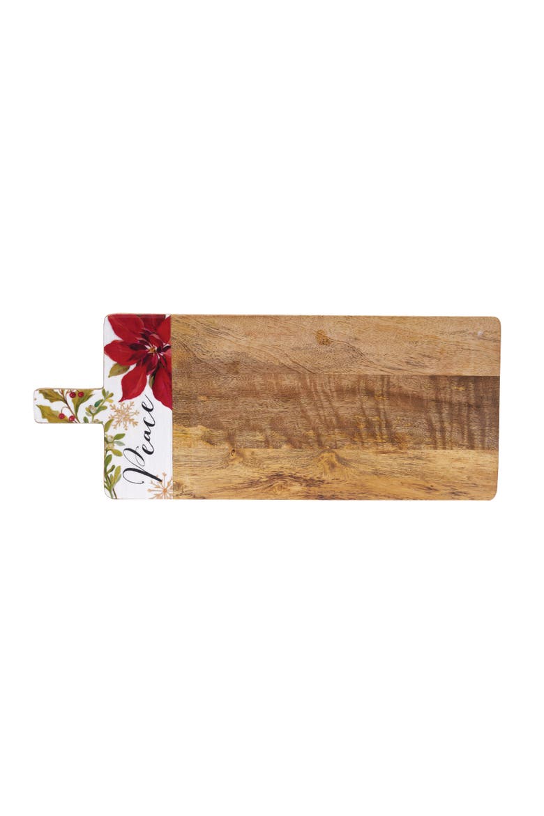 Peace Poinsettia Mango Wood Server, Main, color, Red