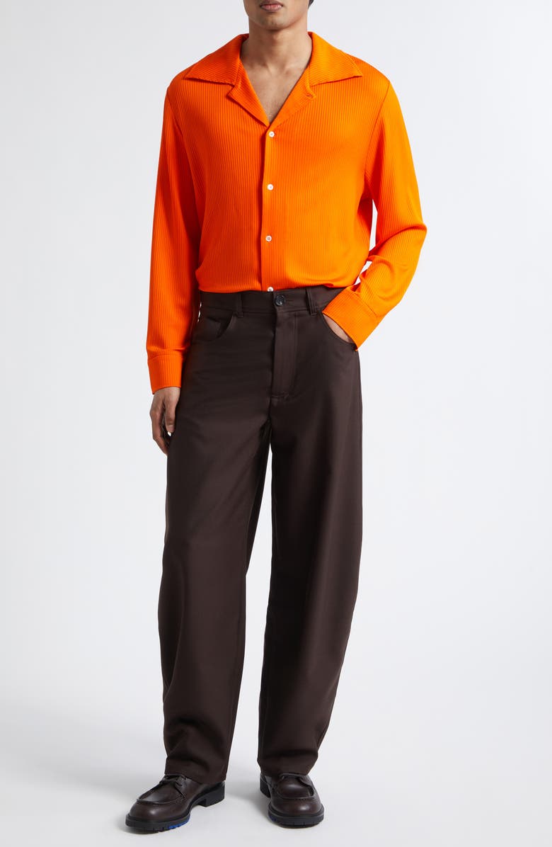 Séfr Darian Notch Collar Rib Button-Up Shirt, Alternate, color, Tangerine Viscose Rib