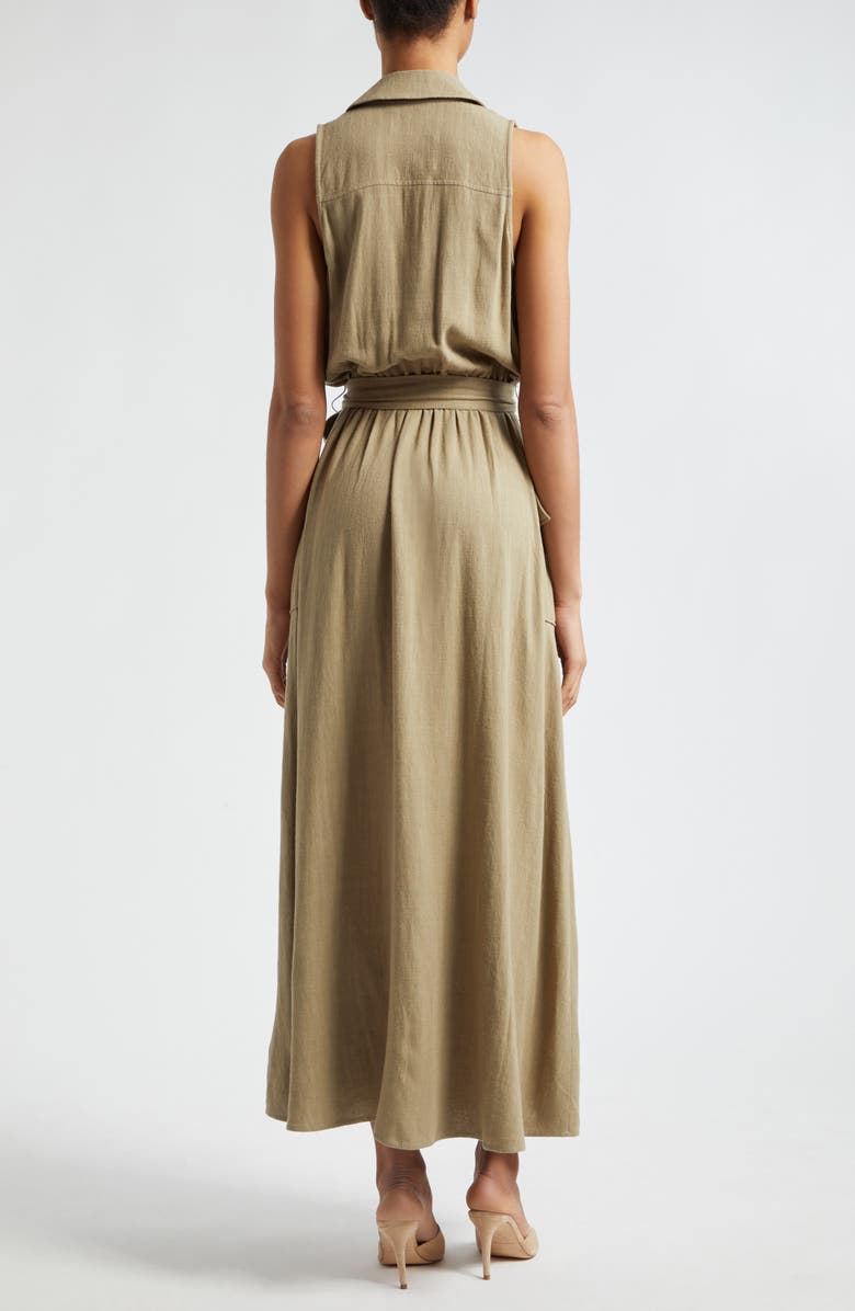 L'AGENCE Mayer Military Faux Wrap Maxi Dress, Alternate, color, Covert Green