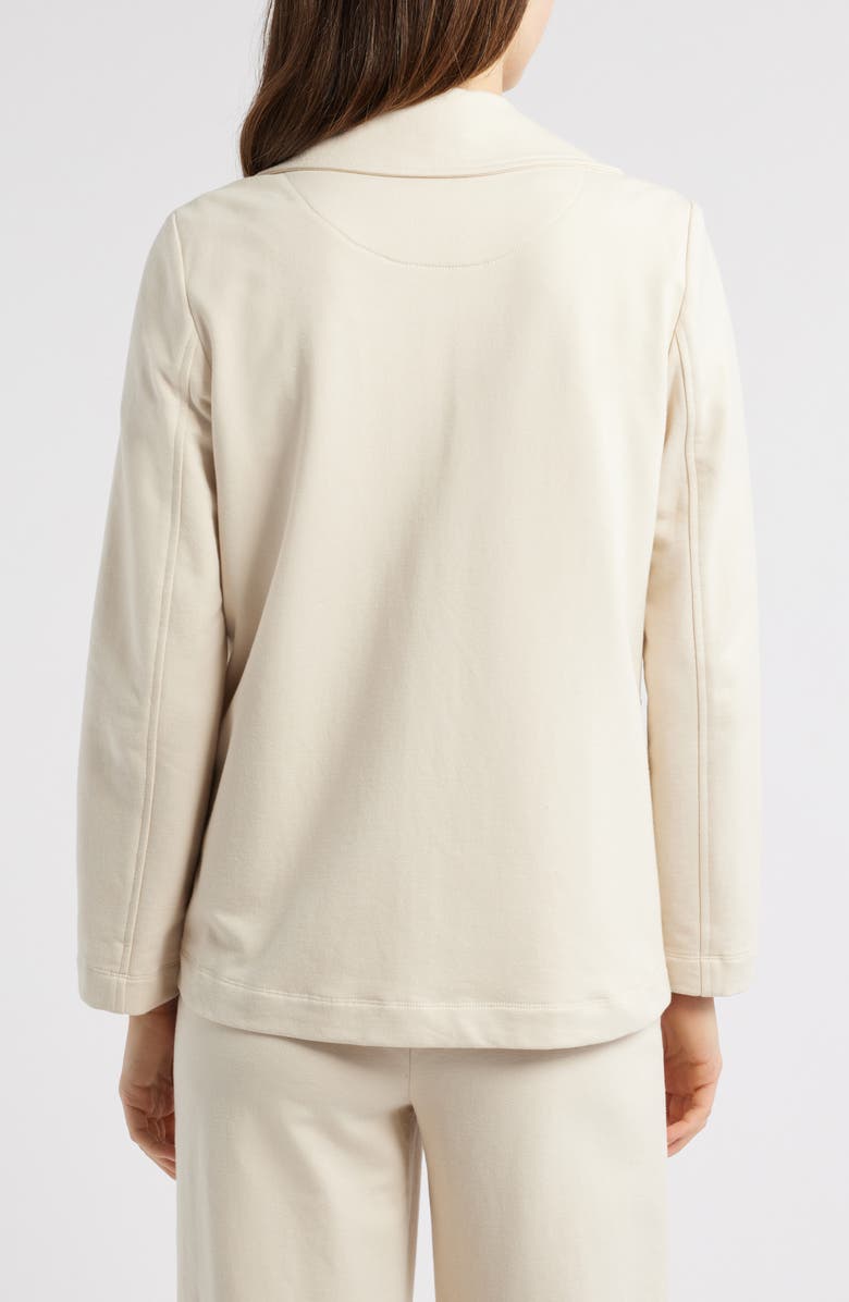 Anne Klein Double Breasted French Terry Jacket, Alternate, color, Soft Latte