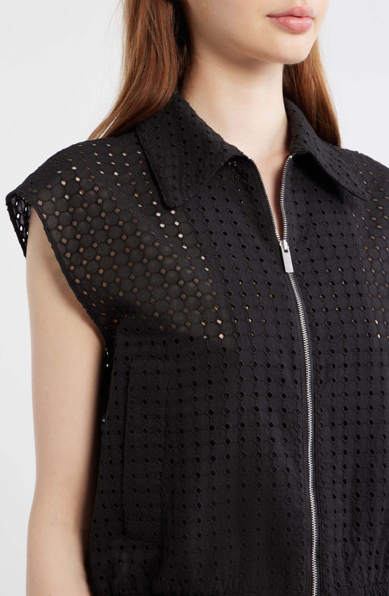 Theory Crop Eyelet Vest, Alternate, color, Black