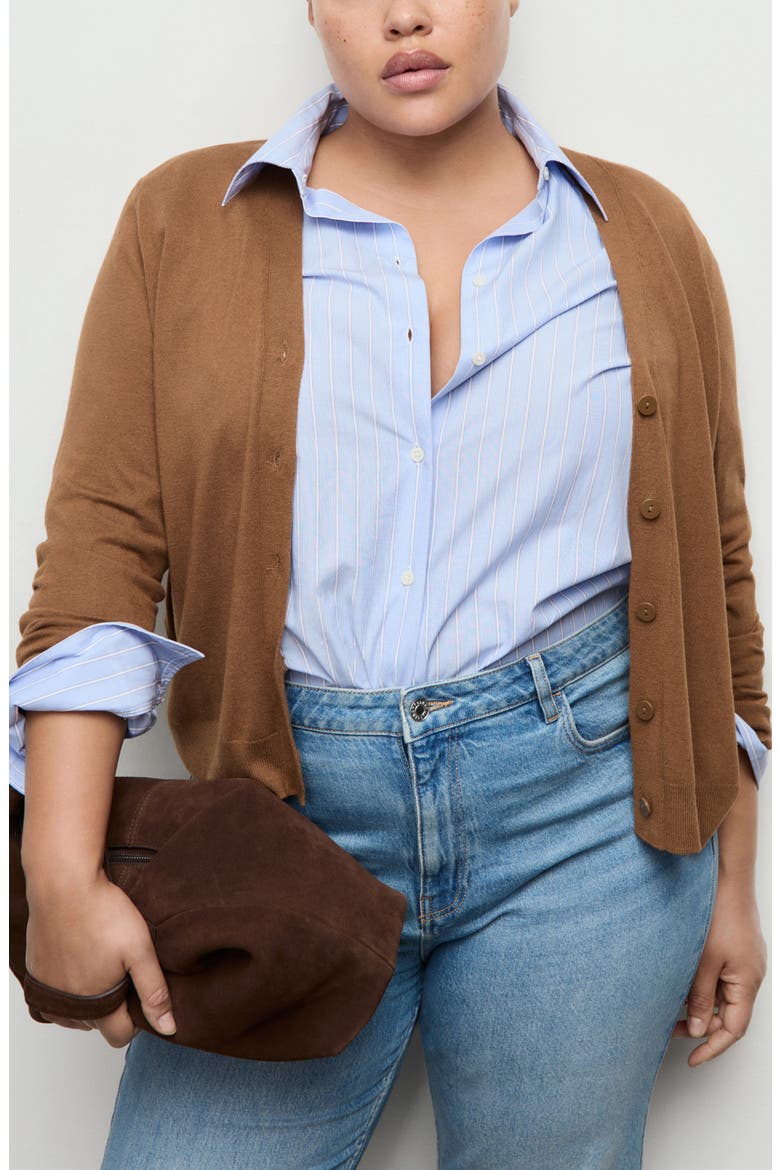 V-Neck Knit Cardigan, Alternate, color, TOBACCO BROWN