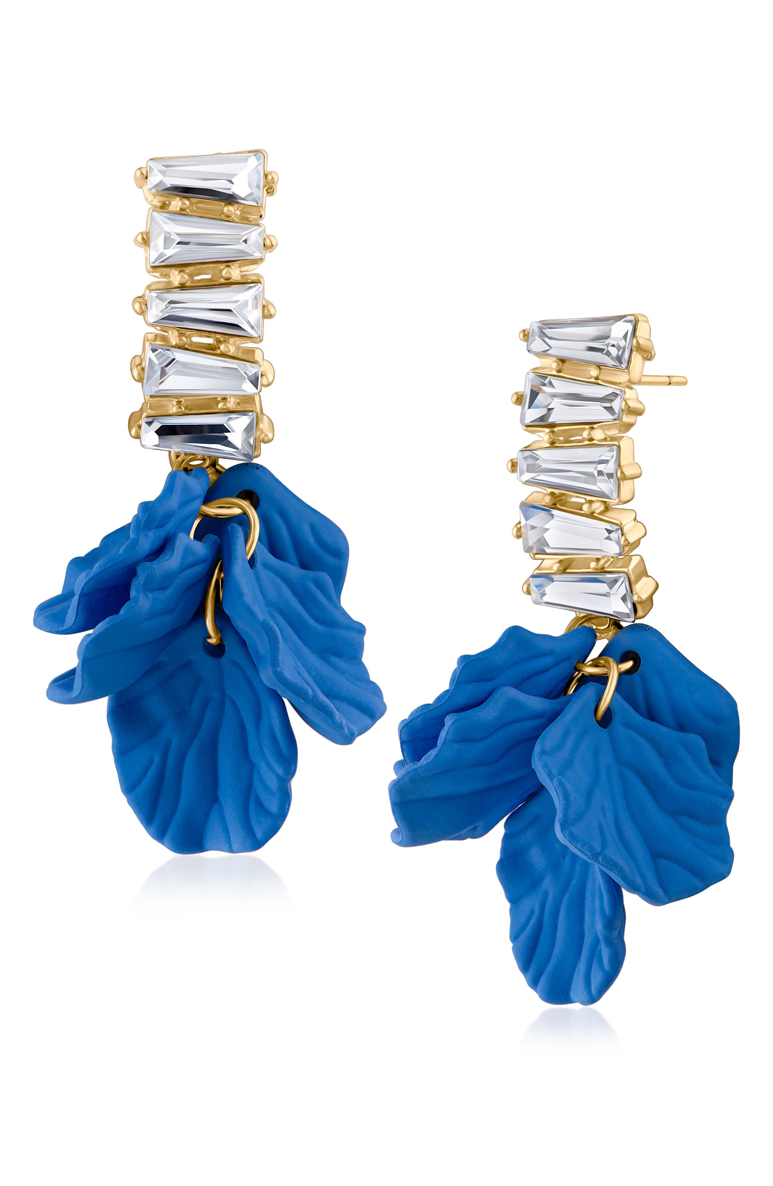 Matte Petal Crystal Drop Earrings