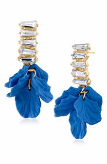Matte Petal Crystal Drop Earrings