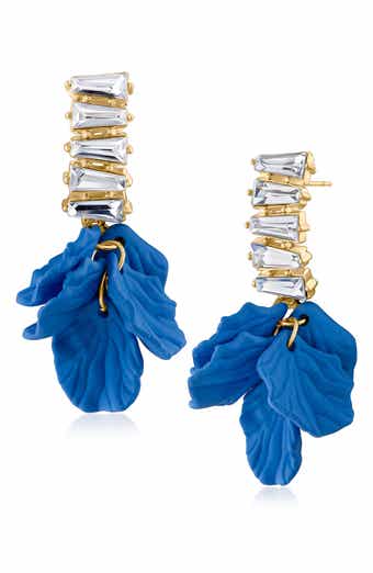 Matte Petal Crystal Drop Earrings