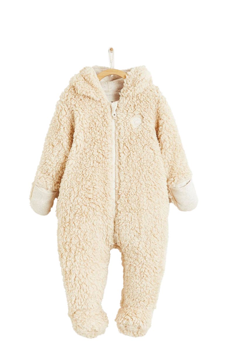 Babycottons Apolo Teddy Fleece Hooded Snowsuit, Main, color, 