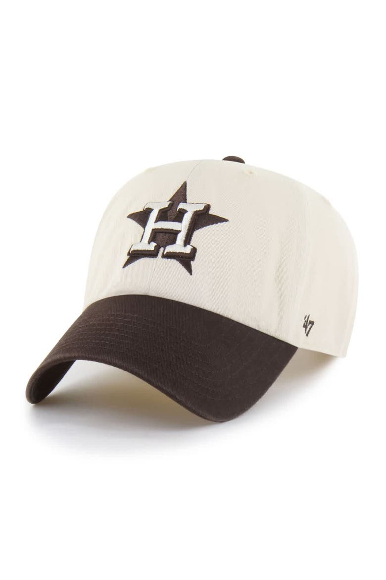 Men's '47  Natural/Brown Houston Astros Two-Tone Fashion Clean Up Adjustable Hat, Main, color, Natural