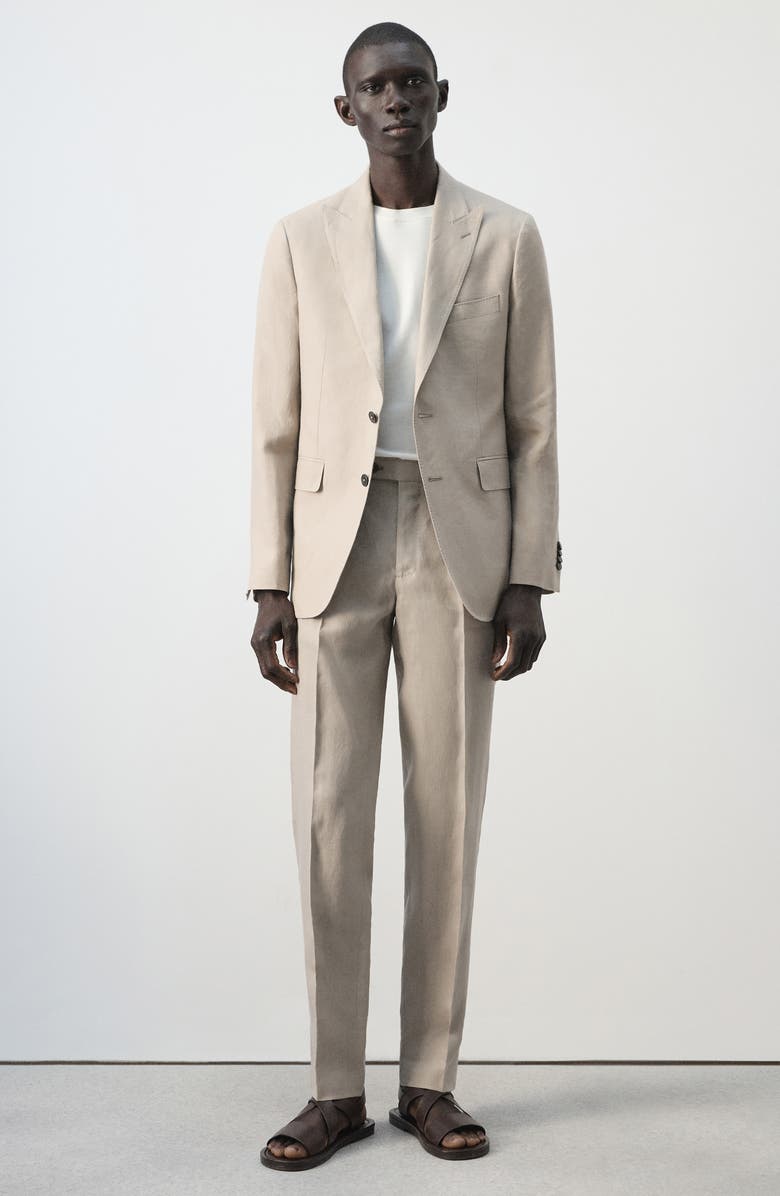 MANGO Amalfi Linen Slim Fit Blazer, Alternate, color, Beige