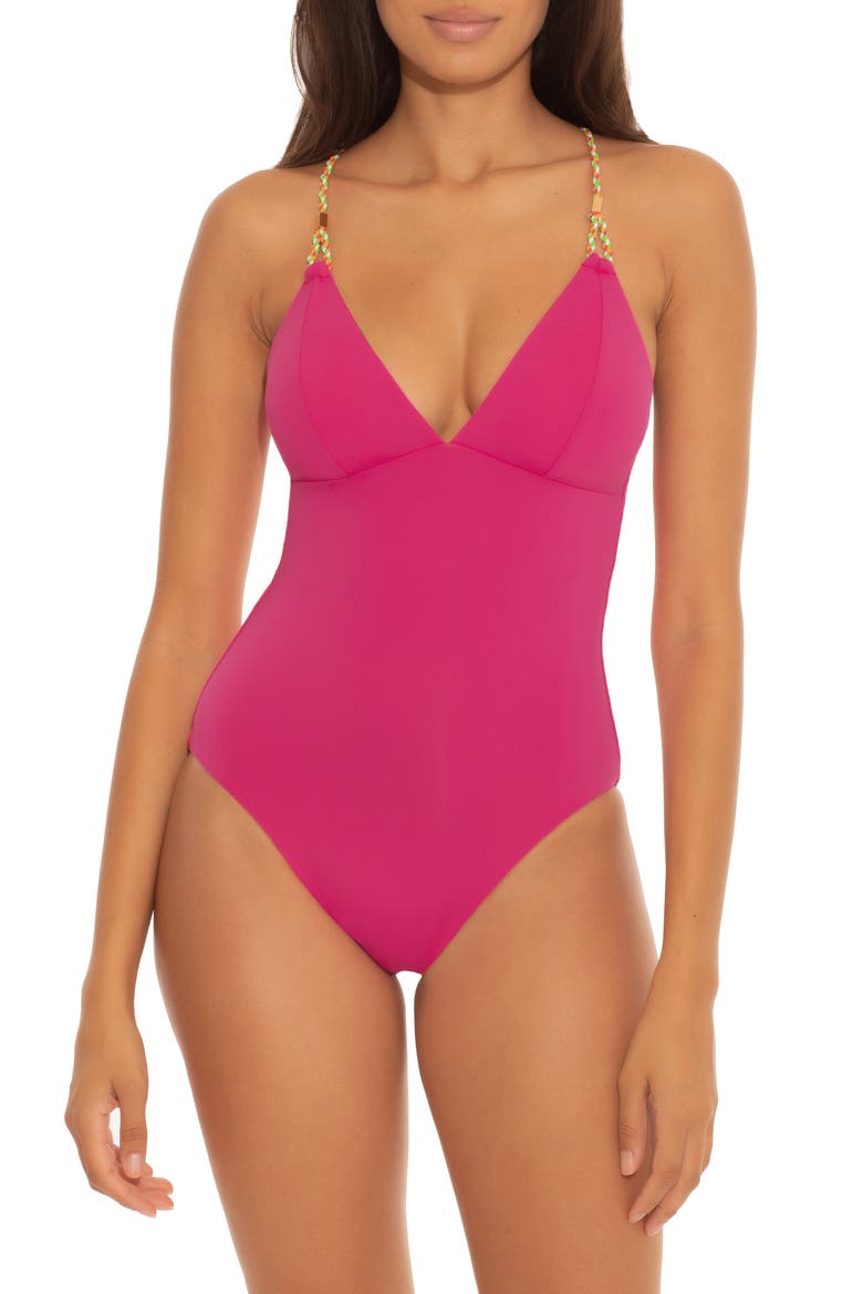 Wrap Around Abigail Reversible One-Piece Swimsuit, Alternate, color, RASPBERRY/ KIWI