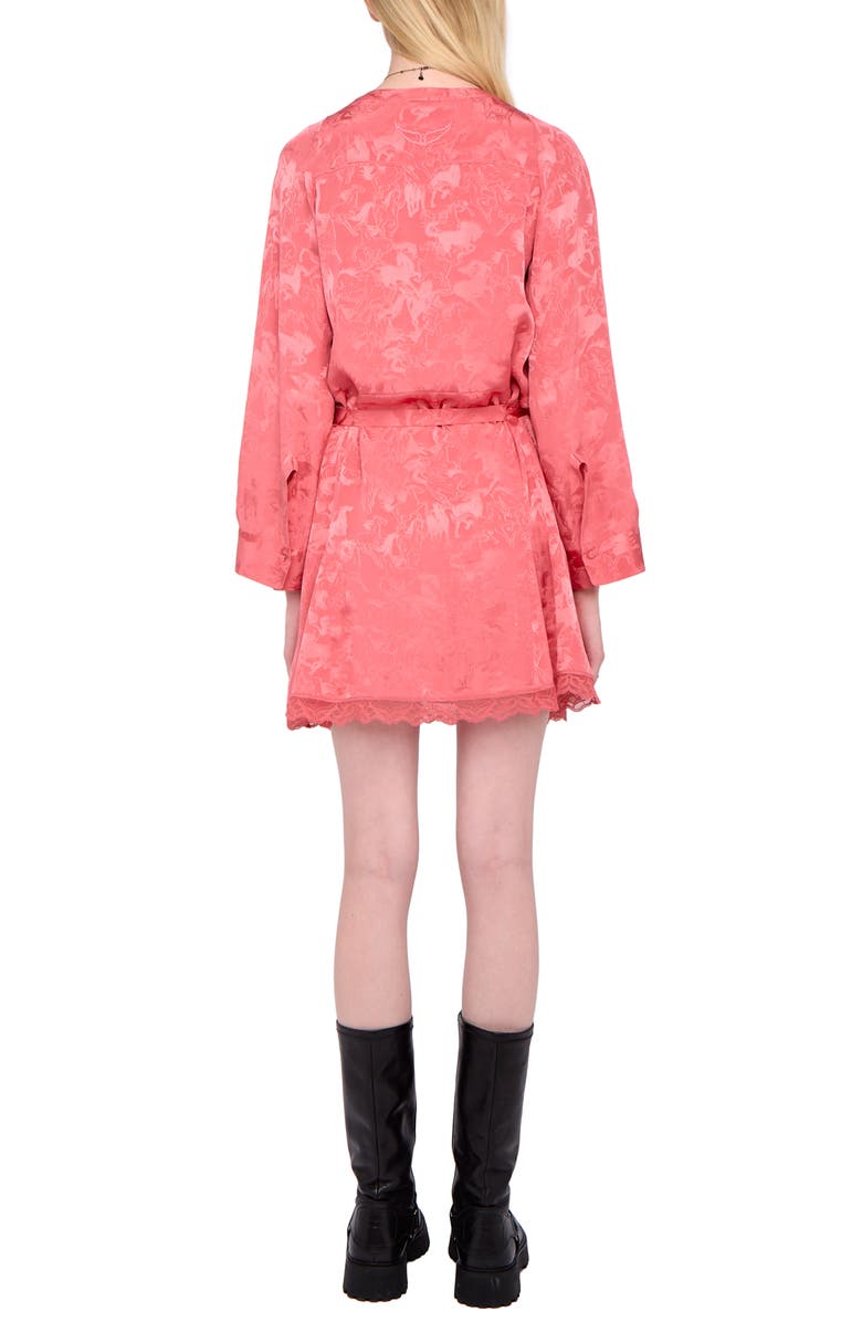Zadig & Voltaire Ramasco Horse Pattern Jacquard Silk Minidress, Alternate, color, Tea Rose